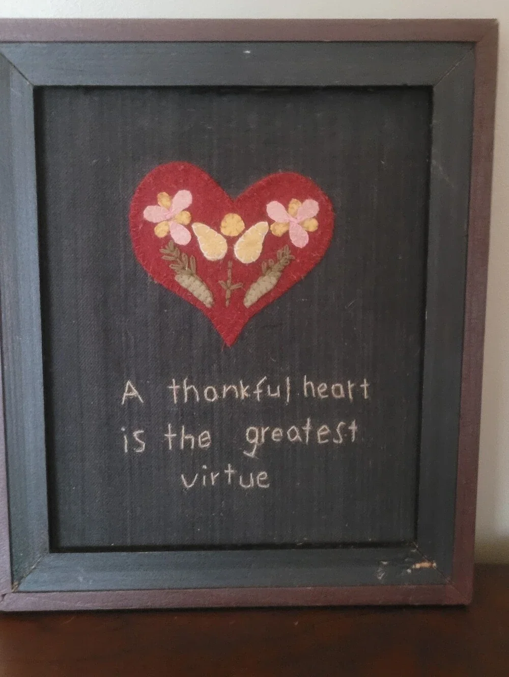 AmericanaFramed Wool Appliqué Textile Art - 